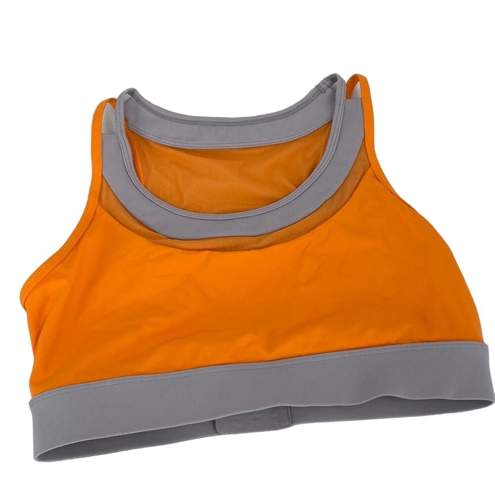 Zyia Orange Key Hole Mack Multi Clasp Mesh Sports Bra Size Small